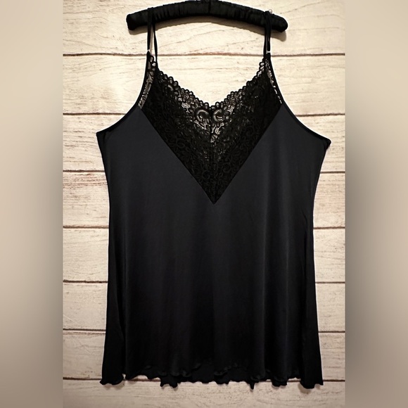 5XL Black Laced Trim Satin Slip/Cami 
Perfect for Layering - Picture 1 of 6